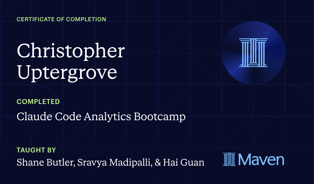 Certificate for Agentic Analytics: Build an AI Analyst