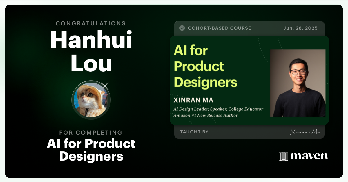 Certificate of Completion for AI for Product Designers
