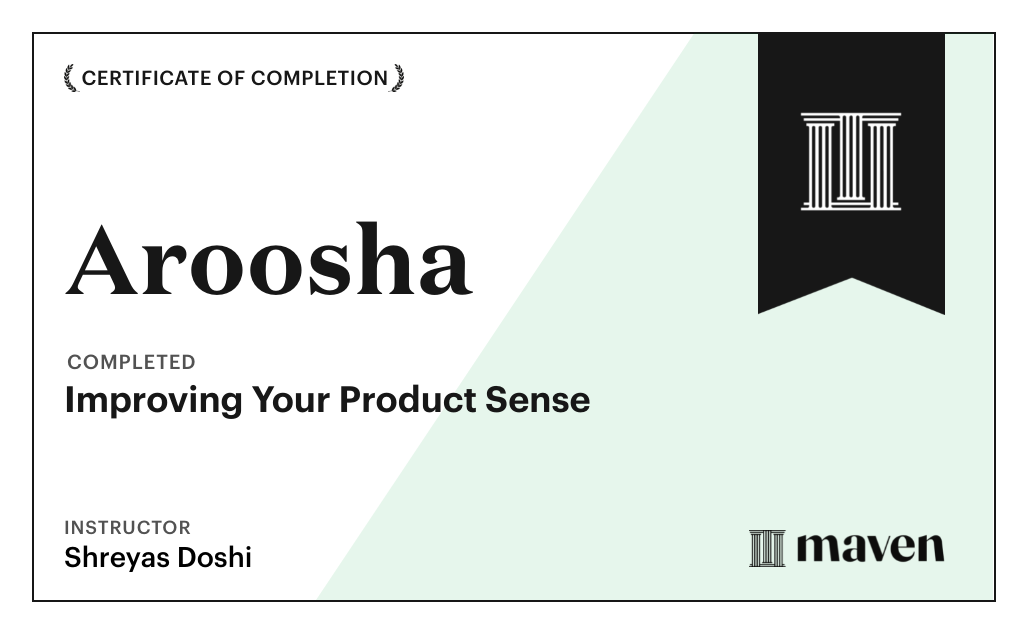 Certificate for World-class Product Sense in Practice