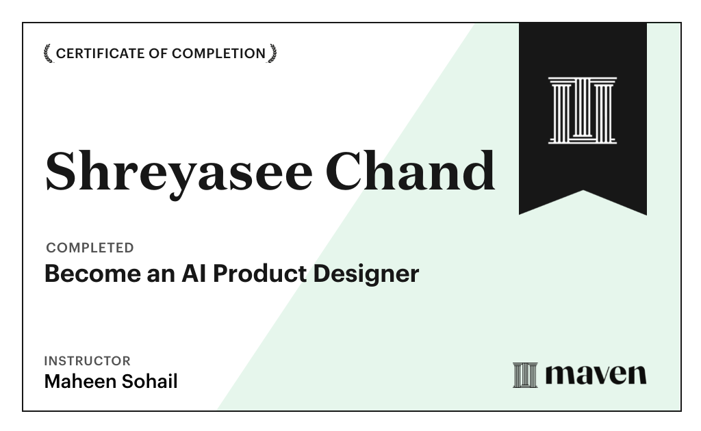 Certificate for Become an AI Product Designer