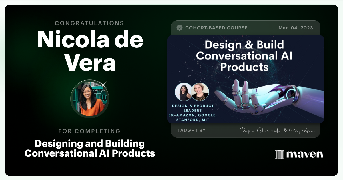 Certificate of Completion for No-Code AI Essentials for Product & Design Leaders