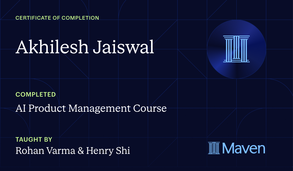 Certificate for AI Product Management Course