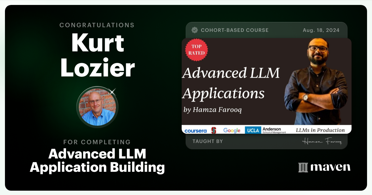 Certificate of Completion for Agent Engineering Bootcamp: Developers Edition