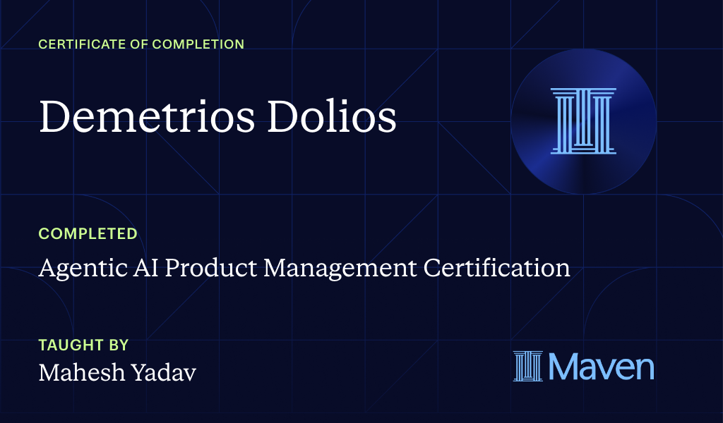 Certificate for Agentic AI Product Management Certification
