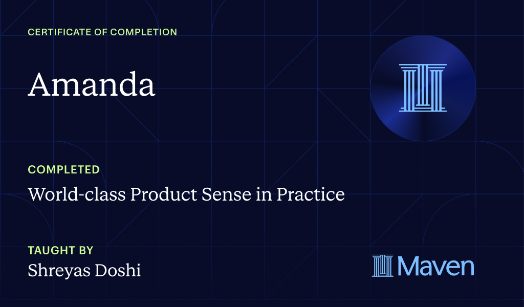 Certificate for World-class Product Sense in Practice