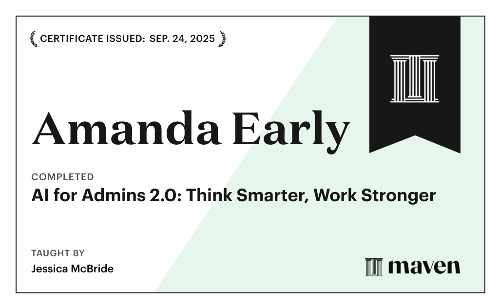 Certificate for AI for Admins 2.0: Think Smarter, Work Stronger