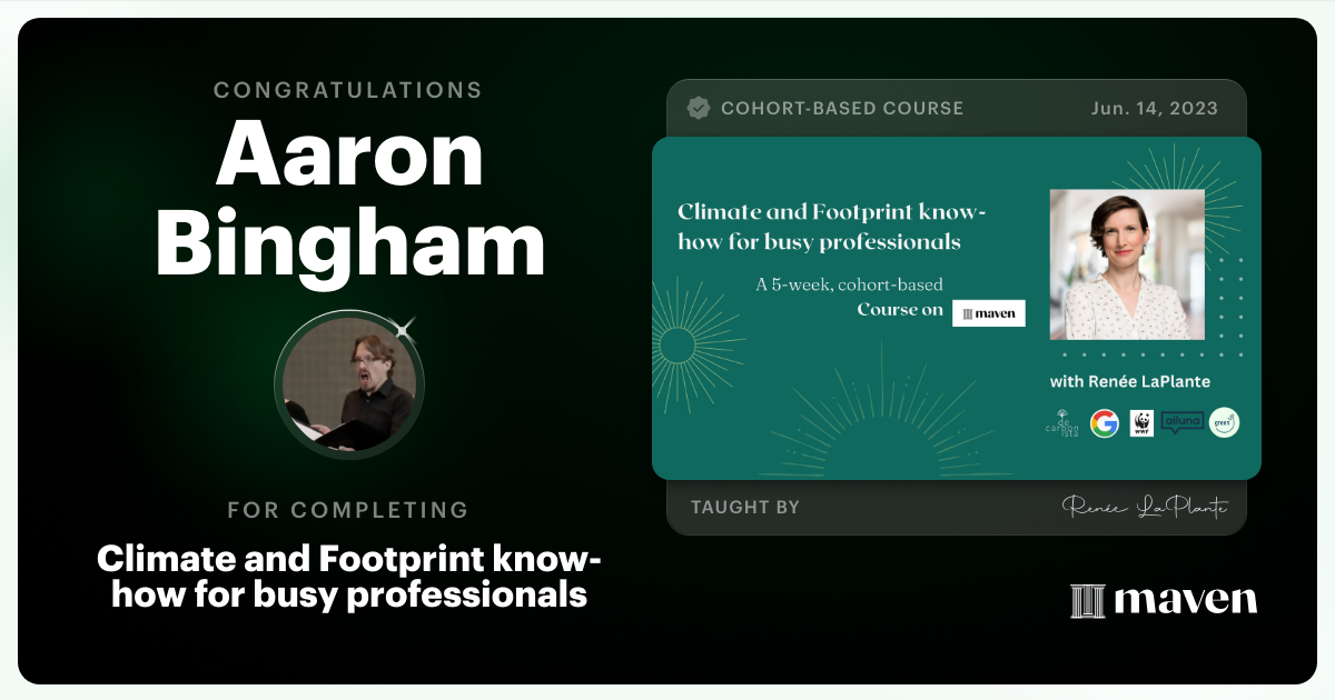 Certificate of Completion for Climate and Footprint know-how for busy professionals