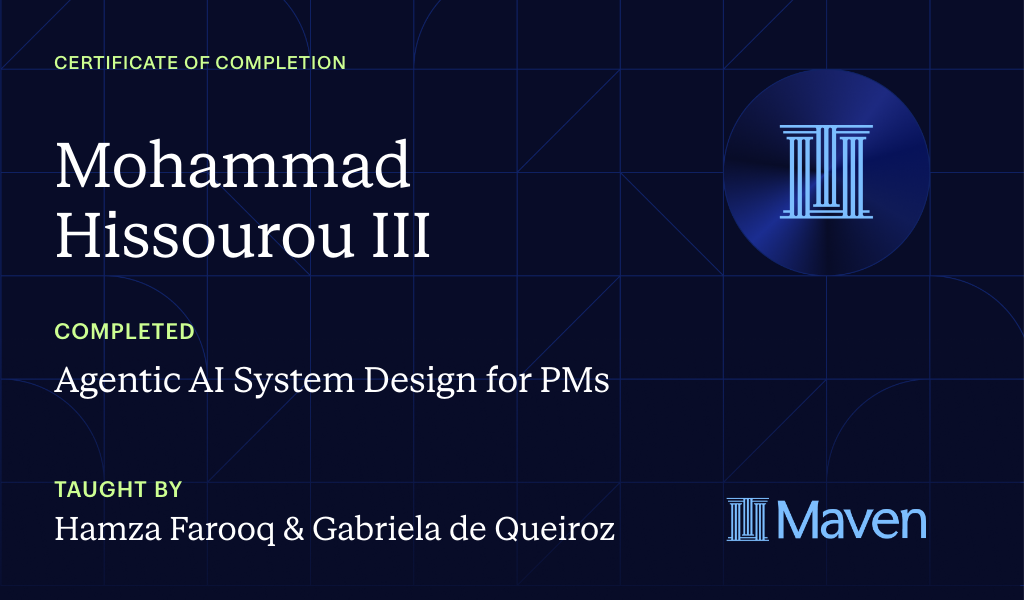 Certificate for Agentic AI System Design for PMs