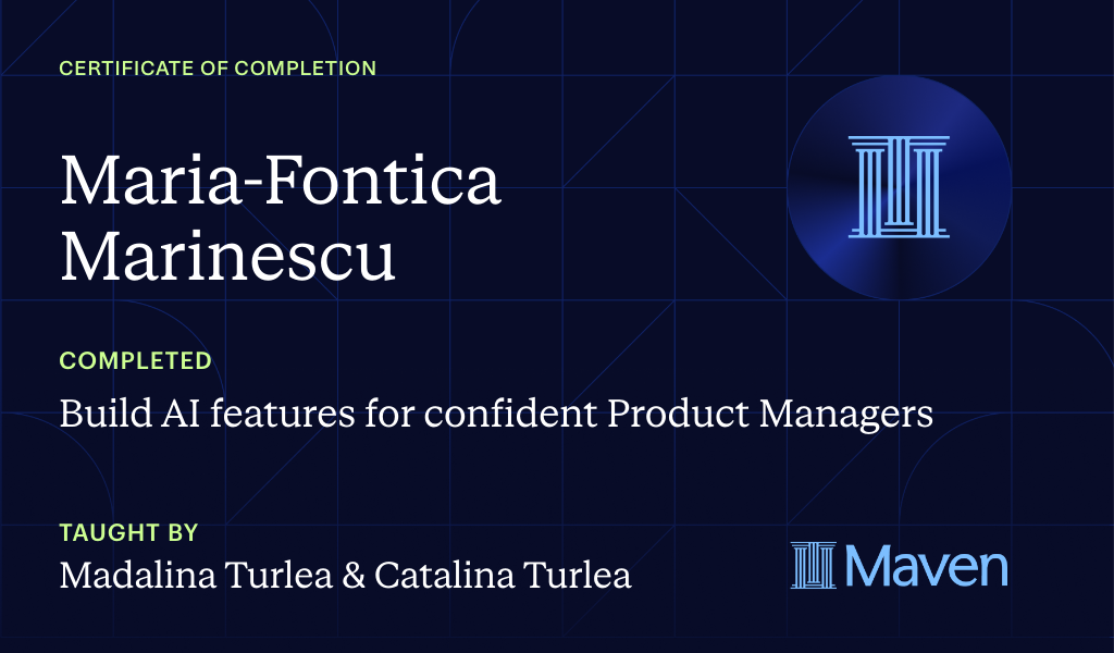 Certificate for Build and evaluate your first AI feature