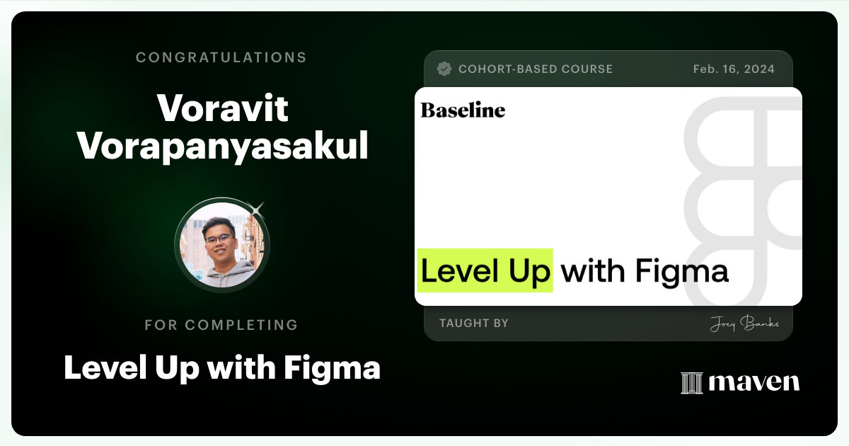 Certificate of Completion for Level Up with Figma