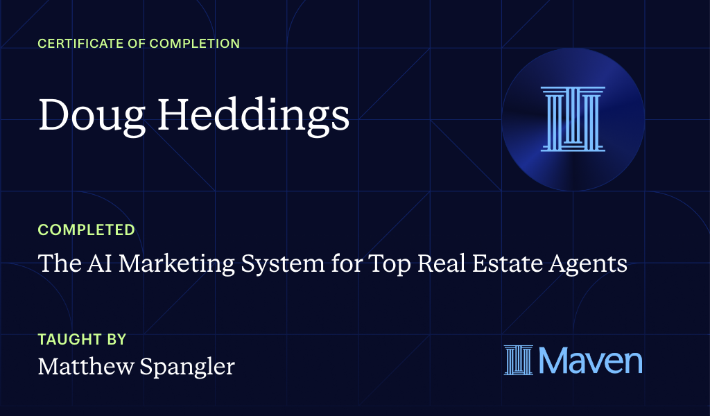 Certificate for The AI Marketing System for Top Real Estate Agents