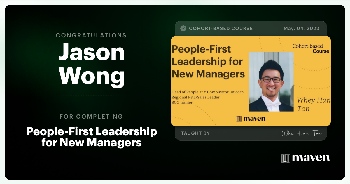 Certificate of Completion for People-First Leadership for New Managers
