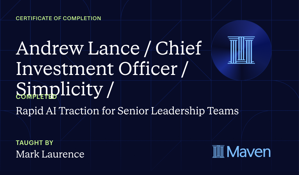 Certificate for Rapid AI Traction for Senior Leadership Teams
