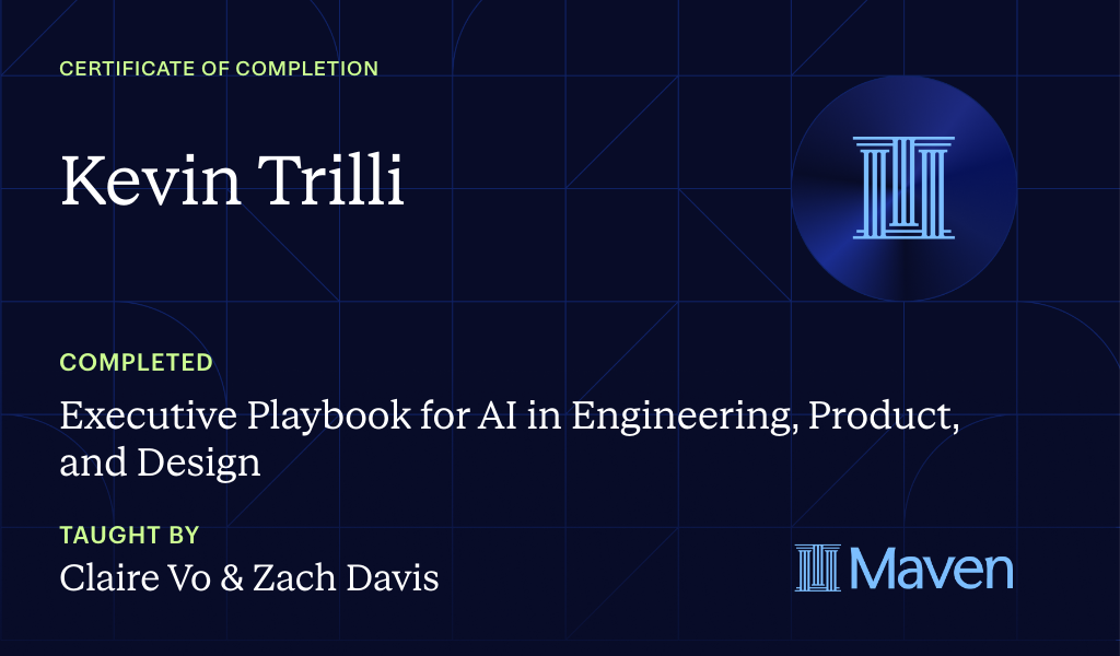 Certificate for Executive Playbook for AI in Engineering, Product, and Design