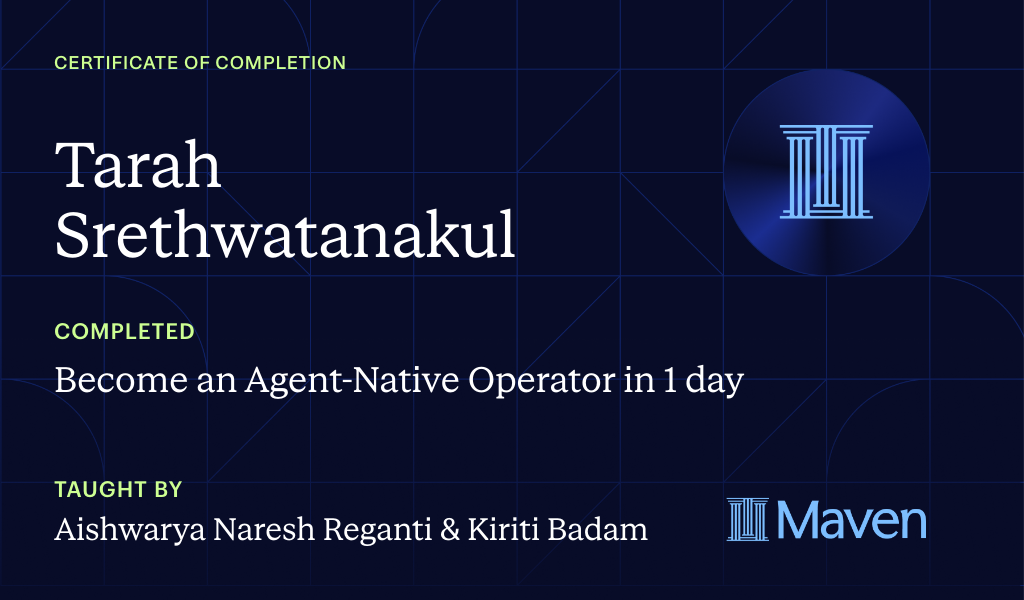 Certificate for Become an Agent-Native Operator in 1 day
