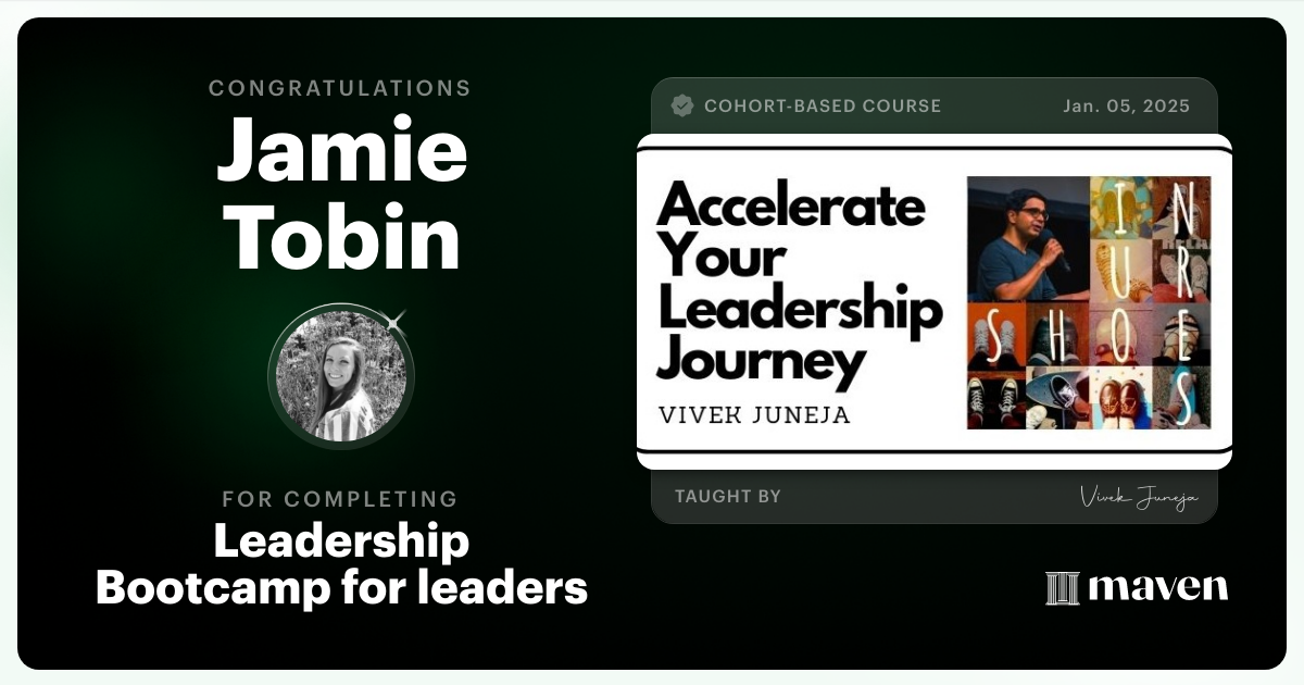 Certificate of Completion for Leadership Bootcamp