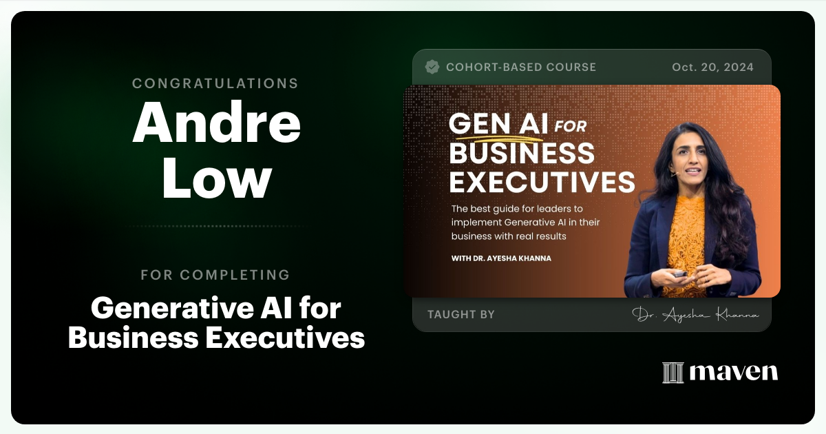 Certificate of Completion for Generative AI for Business Executives