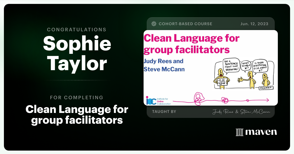 Certificate of Completion for Clean Language for group facilitators