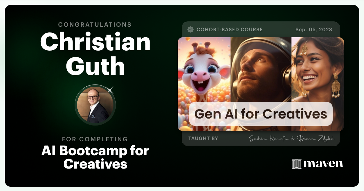 Certificate of Completion for AI x Creative Accelerator