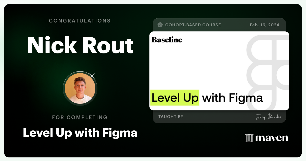 Certificate of Completion for Level Up with Figma