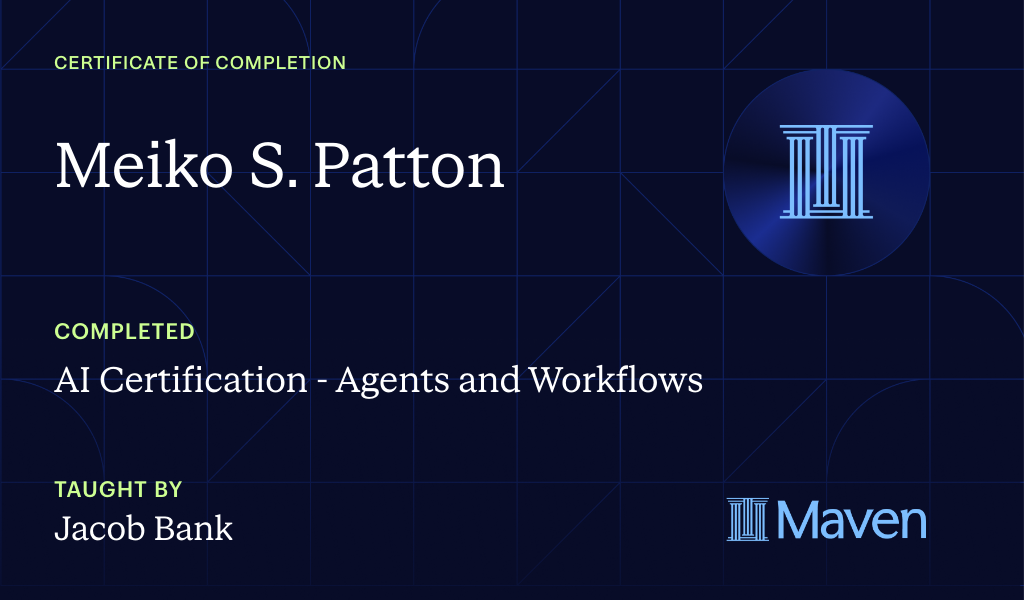 Certificate for AI Certification:  Agents & Workflows