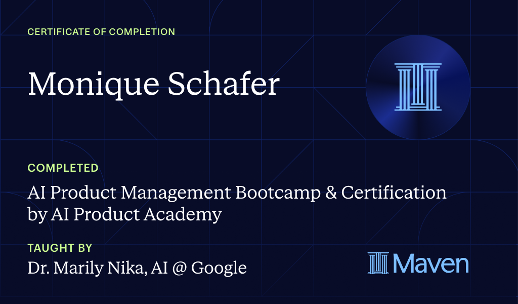 Certificate for AI Product Management Bootcamp & Certification by AI Product Academy