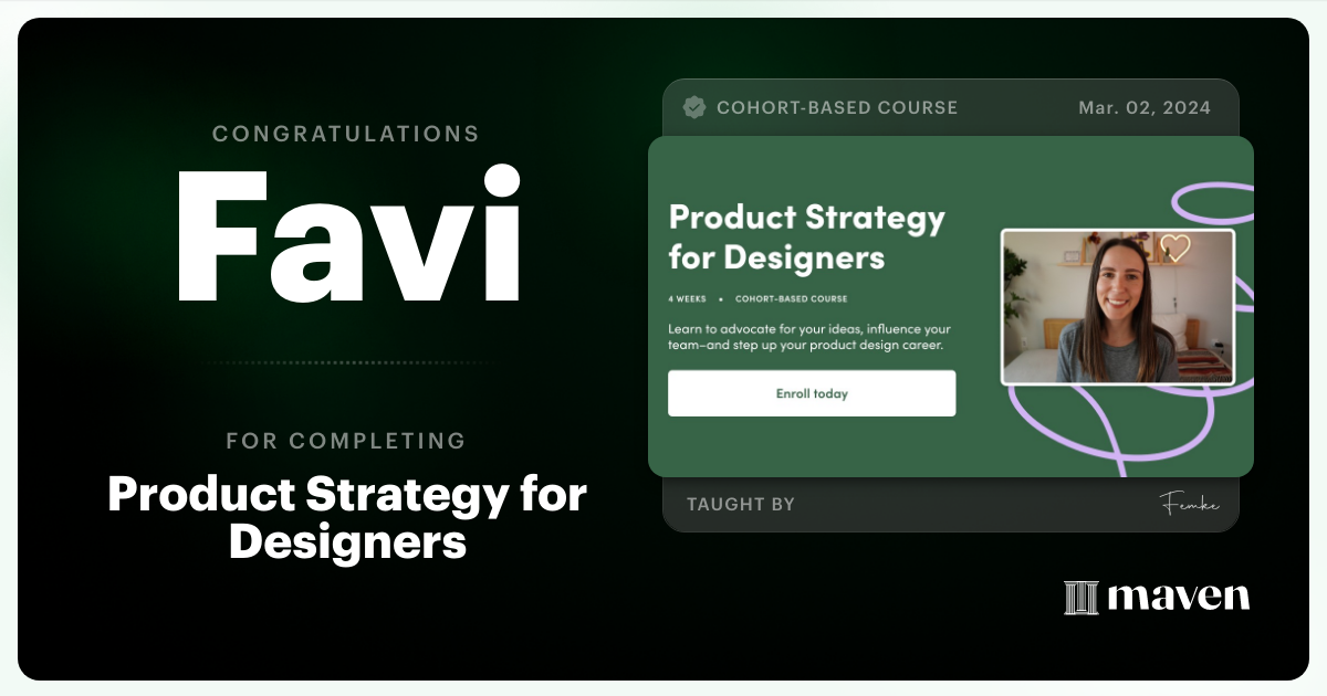 Certificate of Completion for Product Strategy for Designers