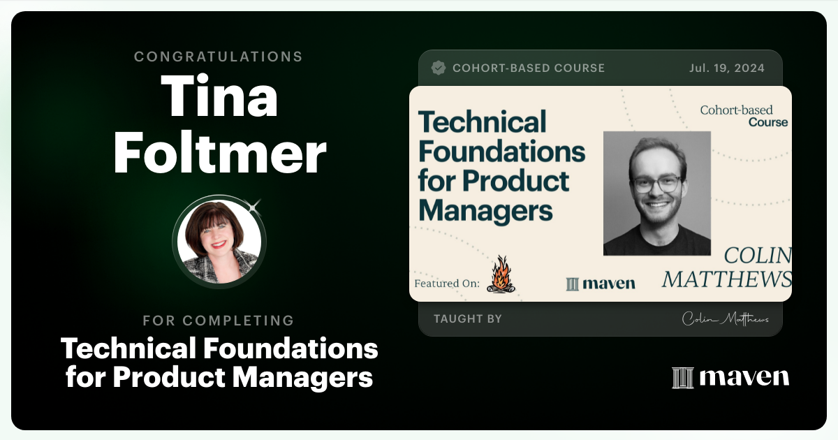 Certificate of Completion for Technical Foundations for Product Managers