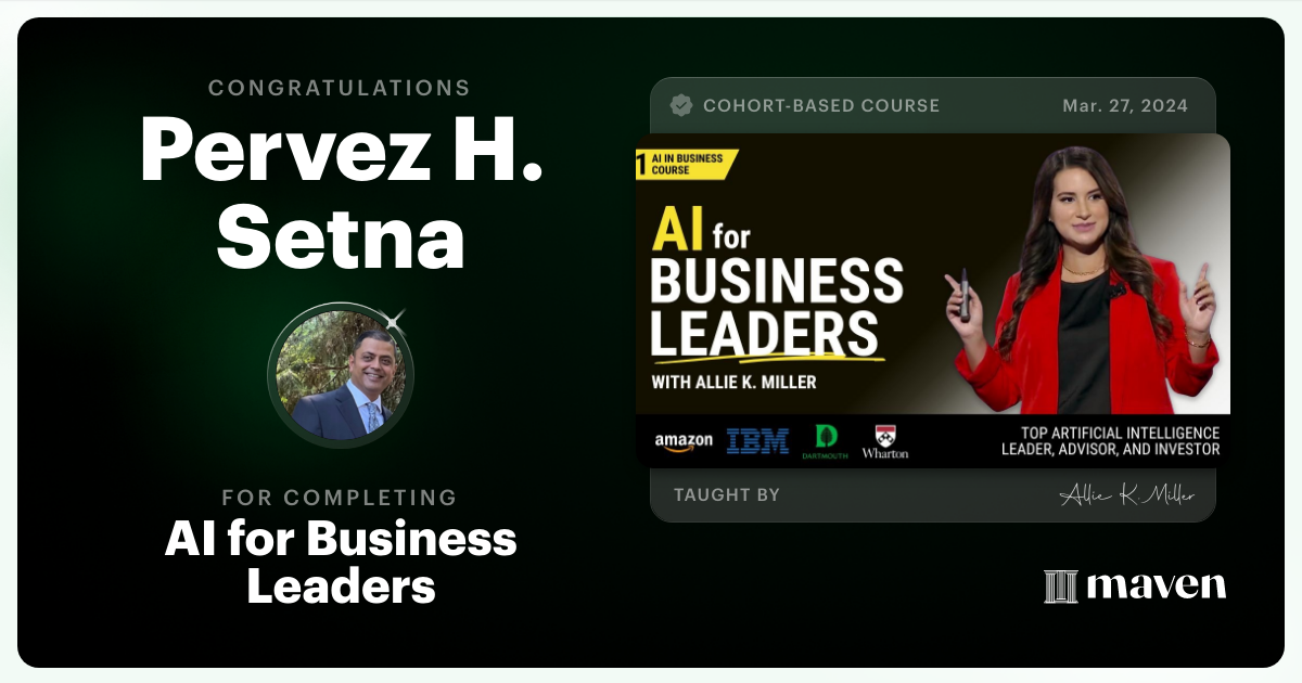 Certificate of Completion for AI for Business Leaders