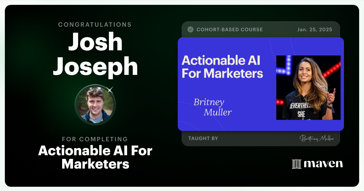 Certificate of Completion for Actionable AI For Marketers