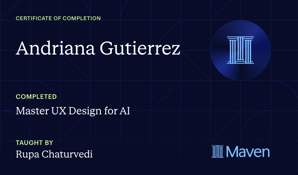 Certificate for Master UX Design for AI