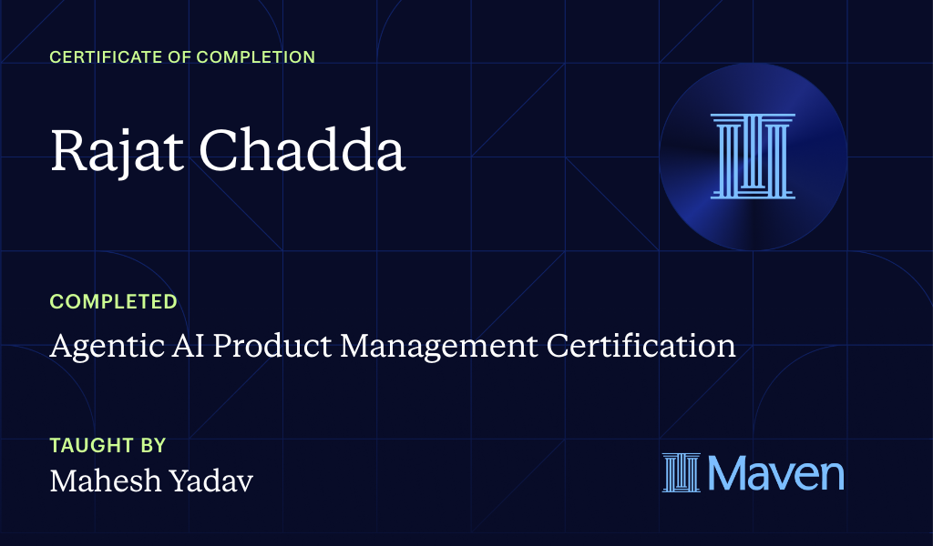 Certificate for Agentic AI Product Management Certification