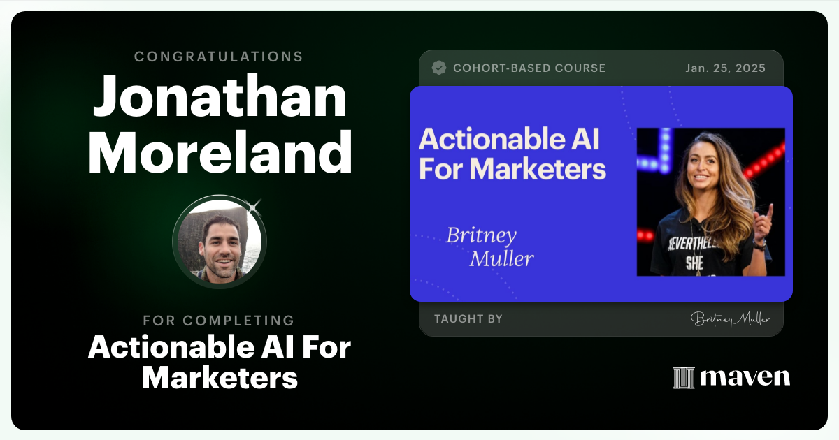 Certificate of Completion for Actionable AI For Marketers