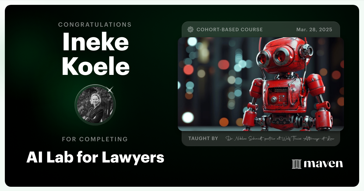 Certificate of Completion for AI Lab for Lawyers