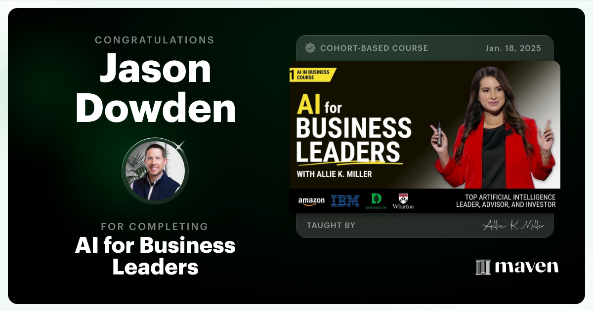 Certificate of Completion for AI for Business Leaders