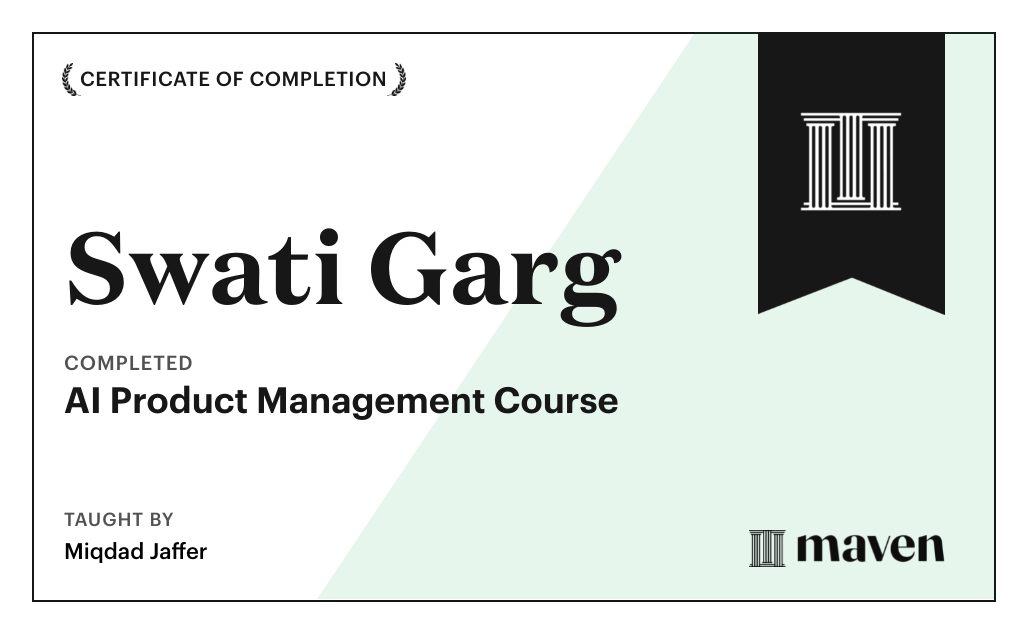 Certificate for AI Product Management Course