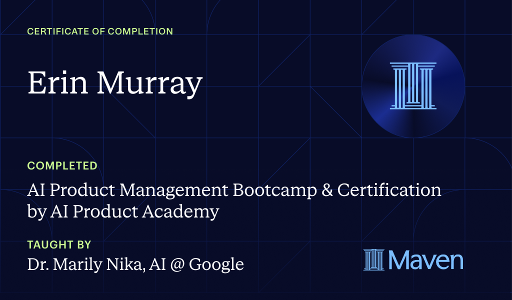 Certificate for AI Product Management Bootcamp & Certification by AI Product Academy