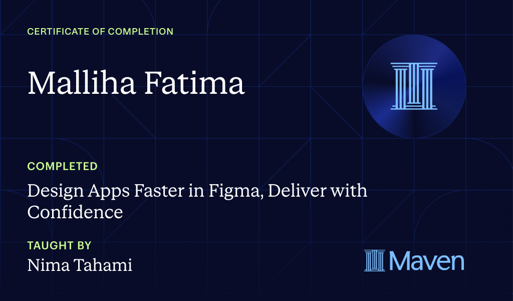 Certificate for Design Apps Faster in Figma, Deliver with Confidence