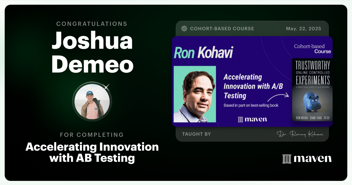 Certificate of Completion for Accelerating Innovation with A/B Testing