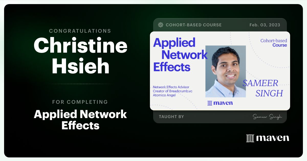 Certificate of Completion for Applied Network Effects