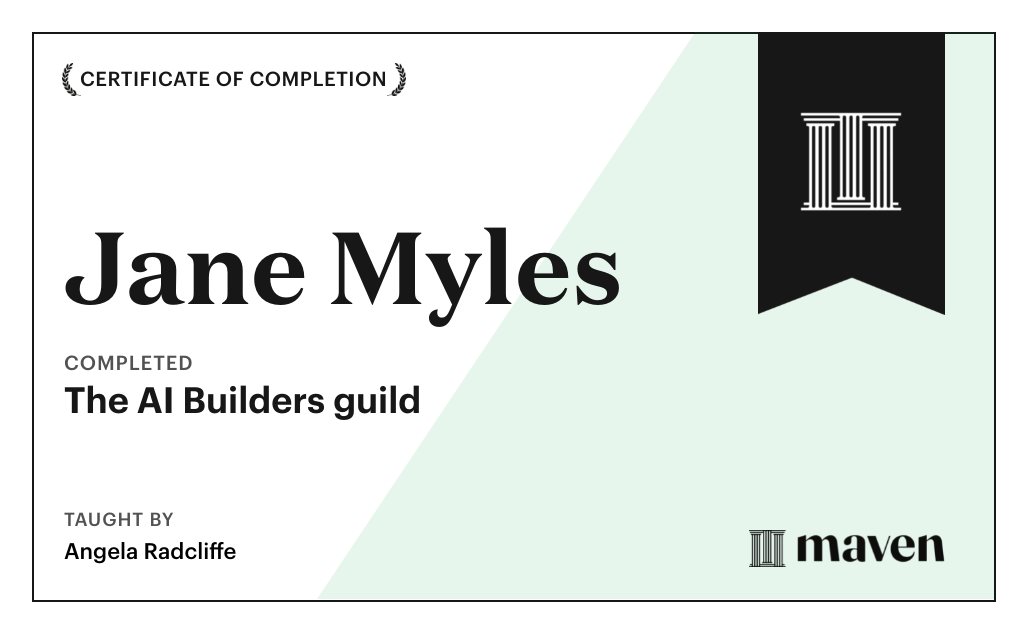 Certificate for The AI Builders guild