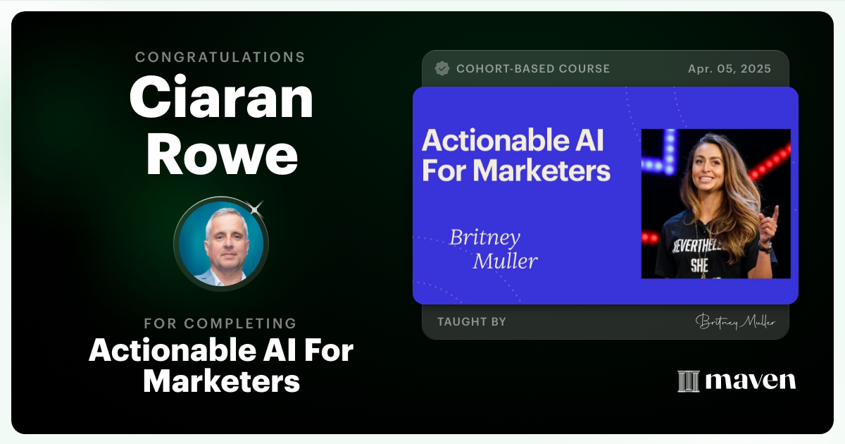 Certificate of Completion for Actionable AI For Marketers