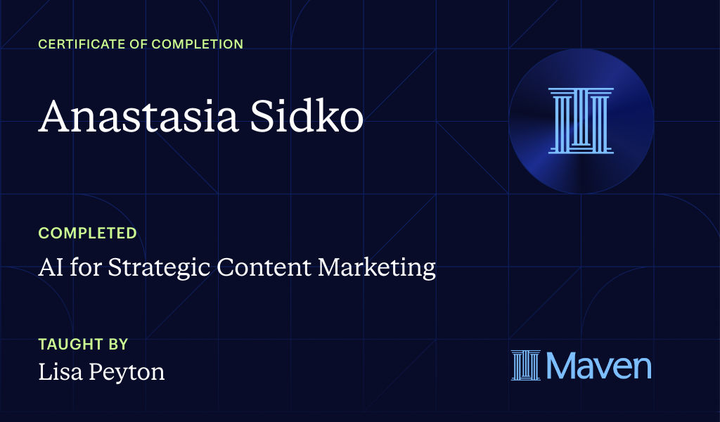 Certificate for AI for Strategic Content Marketing 
