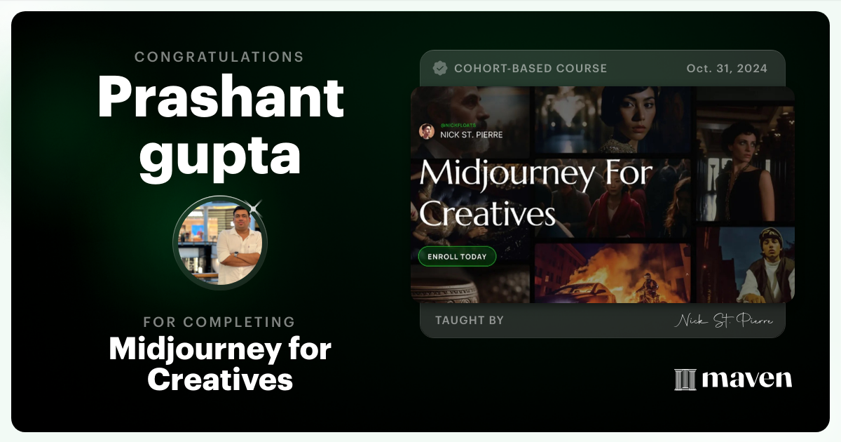 Certificate of Completion for Midjourney for Creatives