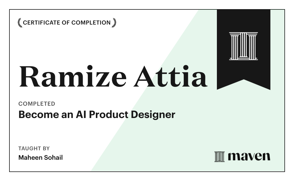 Certificate for Become an AI Product Designer