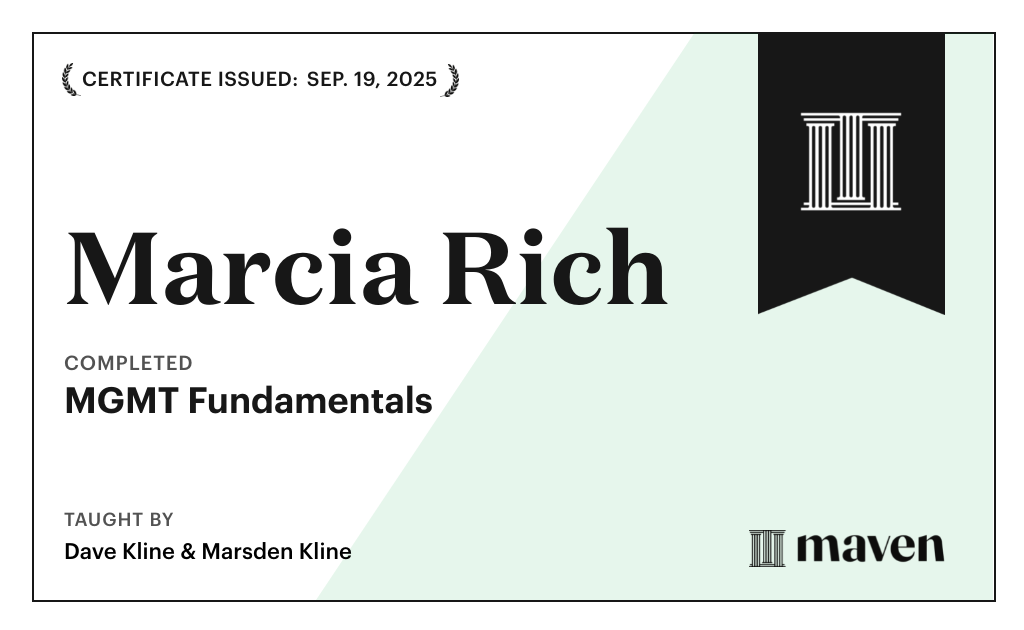 Certificate for MGMT Fundamentals - Foundational Skills for New Managers