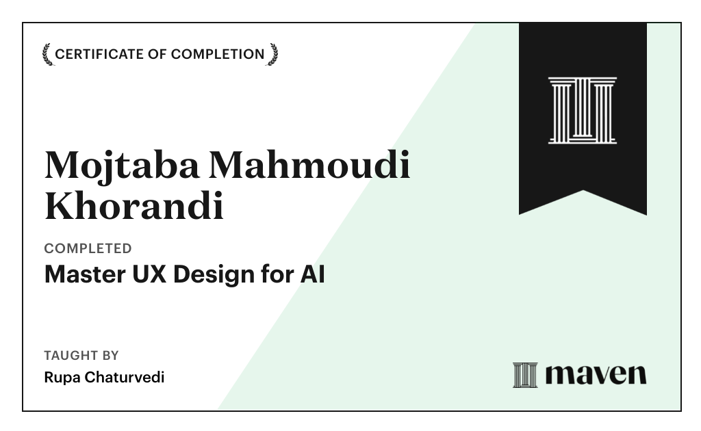 Certificate for Master UX Design for AI