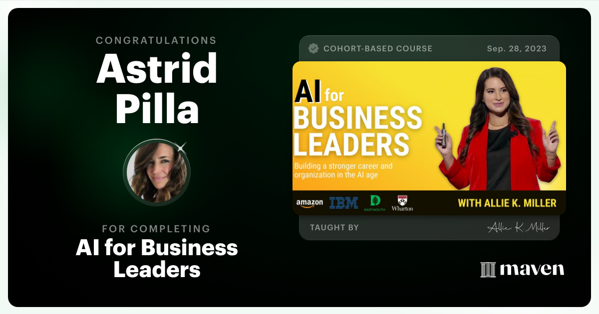 Certificate of Completion for AI for Business Leaders