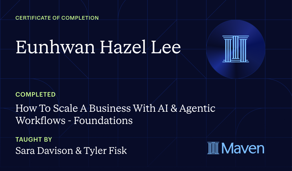 Certificate for Build The AI Agent Workforce That Scales Companies: Own & Run Your Own Agent Org