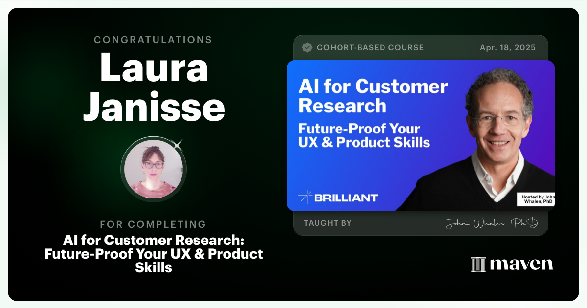 Certificate of Completion for AI for Customer Research: Future-Proof Your UX & Product Skills